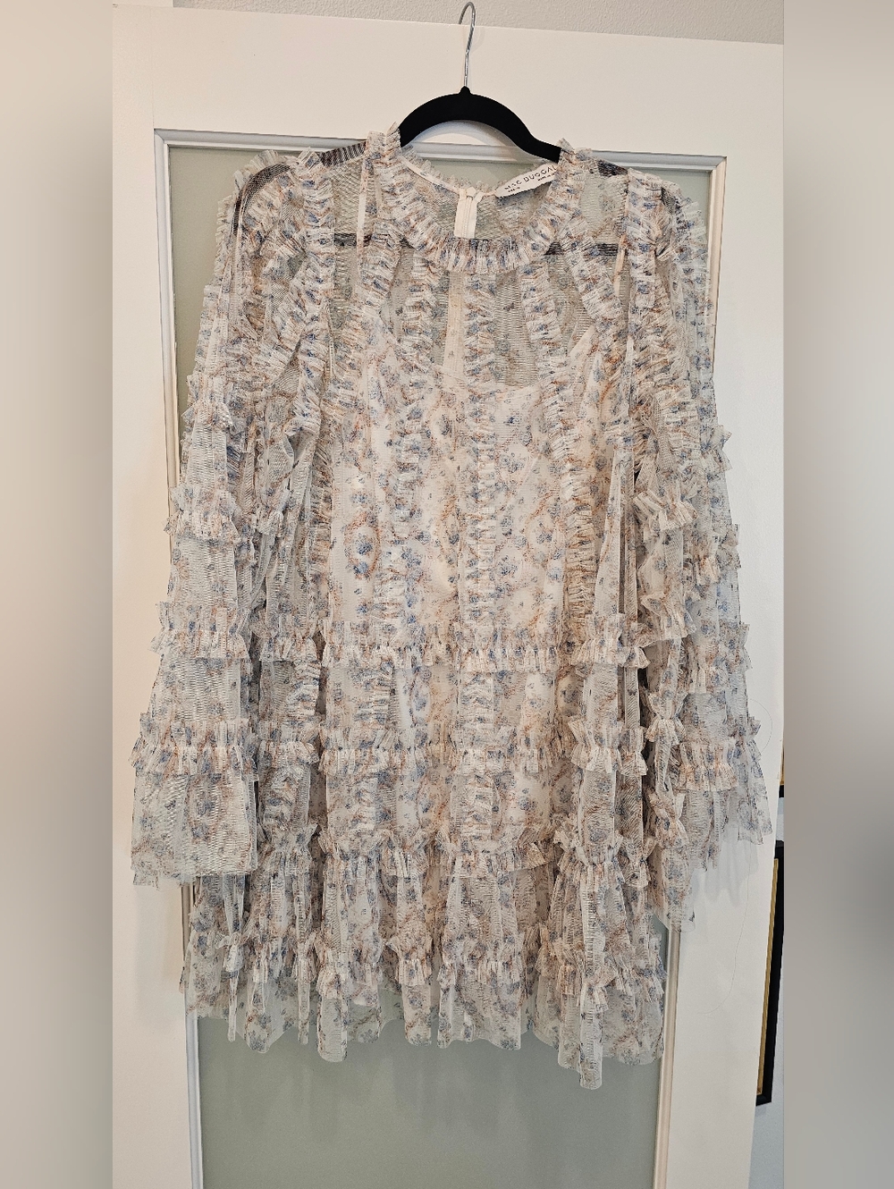 Mac Duggal Cream Floral Ruffle Mini Dress - Picture 3 of 4